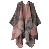 DOUBLE SIDED PLAID FAUX CASHMERE SHAWL CAPE_CWASC2135
