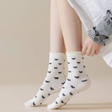 Versatile Wood Ear Lace Bowknot Mid-Calf Socks_Cwms1363