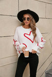 Valentines Day Color Contrast Heart Pullover Sweater