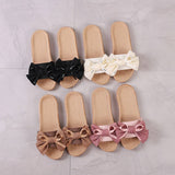 CUTE BOW LINEN SLIPPERS FOR HOME OFFICE_CWSHF0177