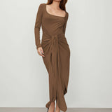 Temperament High-Waisted Square Neck Dress