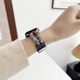 IWATCH9 1 TIBETAN SILVER DENIM LEATHER STRAP_CWWW0069