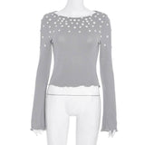 Solid-Color Round-Neck Button-Decorated T-Shirt