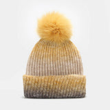 GRADIENT WARM POM POM KNITTED HAT_CWAH1618