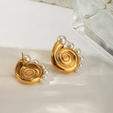 18K GOLD STAINLESS STEEL CONCH PEARL EARRINGS_CWASC1674