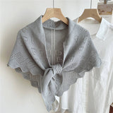 KNIT TRIANGLE SHAWL WRAP FOR SUMMER AIR ROOMS_CWASC0845