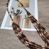 Vintage Small Wooden Tube Multi-Layer Bead Necklace_Cwmm4857