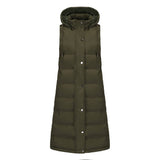 Solid-Color Hooded Sleeveless Cotton-Padded Vest