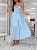 Solid Color High-Waisted Halter Dinner Dress