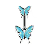 GLITTER BUTTERFLY BELLY RING RESIN BODY PIERCING_CWMM9306