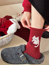 Warm Red Wool Thick Crew Socks For Women_Cwms03294
