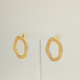 Unique Copper Circle Chain Hoop Stud Earrings