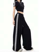 Sporty Wide-Leg Colorblock Relaxed Fit Pants