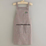 SUMMER THIN PLAID COTTON APRON WITH POCKETS BULK_CWMM2040