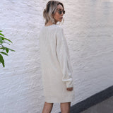 V-Neck Hung Mid-Length Knitted Dress