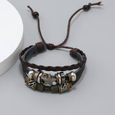 PERSONALIZED BEADED STAR LEATHER BRACELET_CWMM4455