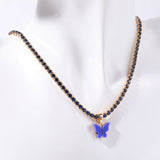 COLORFUL TITANIUM STEEL BUTTERFLY PENDANT NECKLACE_CWMM3888