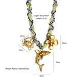 HANDMADE OCEAN SCARF NECKLACE WITH STAR DOLPHIN_CWMM8817