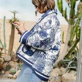 QUILTED JACKET WITH FLORAL PRINT LAPEL_CWOJA1565