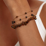 IRREGULAR NATURAL TIGER EYE STONE GOLD BEADBRACELET_CWMM3727