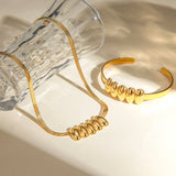 SMOOTH WAIST OVAL SNAKE BONE NECKLACE BRACELET SET_CWAJE1883