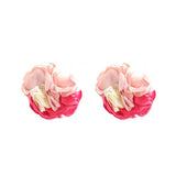 COLORBLOCK FABRIC FLOWER STUD TRENDY EARRINGS_CWMM6182