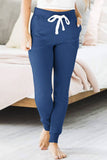 Solid Color Drawstring Leg Sports Style Pants
