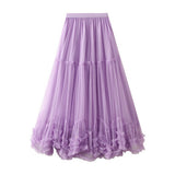 SWEET RUFFLE TULLE A LINE FLARED PUFF SKIRT_CWBMS0376