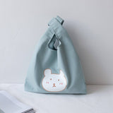 CUTE BEAR CANVAS LUNCH TOTE FOR STUDENTS_CWAB5600