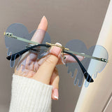 Water Drops Heart Tears Frameless Cut Edge Glasses_Cwasg0350