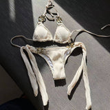 ACRYLIC CHAIN DETAIL BIKINI SET SEXY SWIMSUIT_CWMW0921
