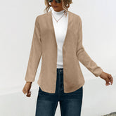 Solid color lapel casual button-down suit jacket_cwoja1075