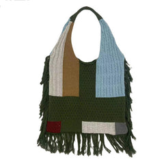 Women Retro Knit Stitching Portable Shoulder Bag_Cwab0834