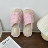 CLOUD PLEATED BUBBLE COTTON LINEN HOME SLIPPERS_CWMM2981