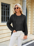 Solid Color Crew Neck Loose Long-Sleeved T-Shirt