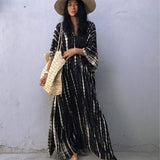 Tie-Dye Caftan Beach Cover-Up Loose Resort Robe_Cwmm6139