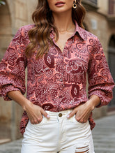 Puff-sleeve chiffon blouse