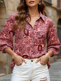 Puff-sleeve chiffon blouse