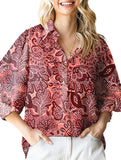Puff-sleeve chiffon blouse