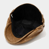 Vintage Leather Newsboy Beret Hat Unisex_Cwah04625