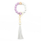 TASSEL PRINTED WOODEN BEAD KEYCHAIN_CWMM1324