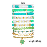 ST PATRICKS DAY FOUR LEAF CLOVER BRACELET SET_CWMM3499