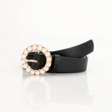 Cwabe0943_Versatile Round Buckle Pearl Multicolor Belt