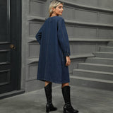 Washed Denim Long Coat Trench Cardigan