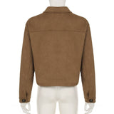 Vintage French Lapel Single-Breasted Brown Jacket