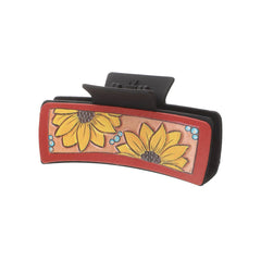 SUNFLOWER PU LEATHER HAIR CLAW WESTERN STYLE_CWASC1618