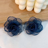 HANDMADE LACE ROSE STUD EARRINGS SWEET MINIMAL_CWMM6279