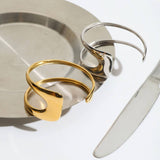 STYLISH 18K GOLD TITANIUM DOUBLE HOLLOW BRACELET_CWAJE4693