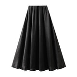 SATIN DRAPE MAXI SKIRT A LINE SKIRT_CWBMS0290