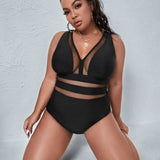 PLUS SIZE PRINTED PATCHWORK BIKINI SWIMSUIT_CWMW0205